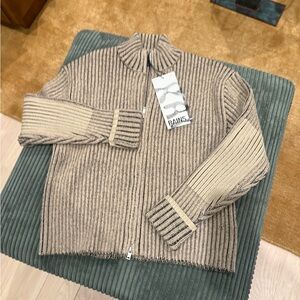 Rains Men's & women’s Zip Up Sweater - Beige and Brown